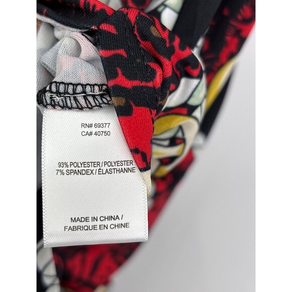 Shavonne Dorsey Rope Chain Print Faux Wrap Top Black Red 2X NEW - Picture 4 of 5